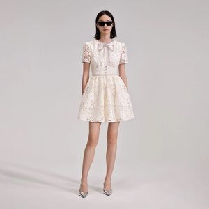 Self-Portrait Cream Cord Lace Mini Dress
